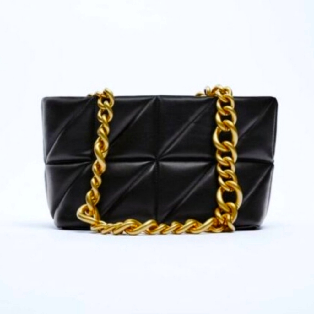 Zara quilted city shoulder chain bag